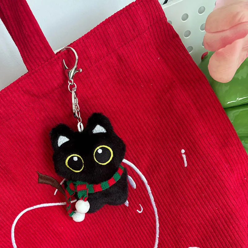 10cm Cute Black Cat Plush Doll Doll Backpack Decorative Pendant Black Cat Plush Doll Keychain Boy Girl Gift