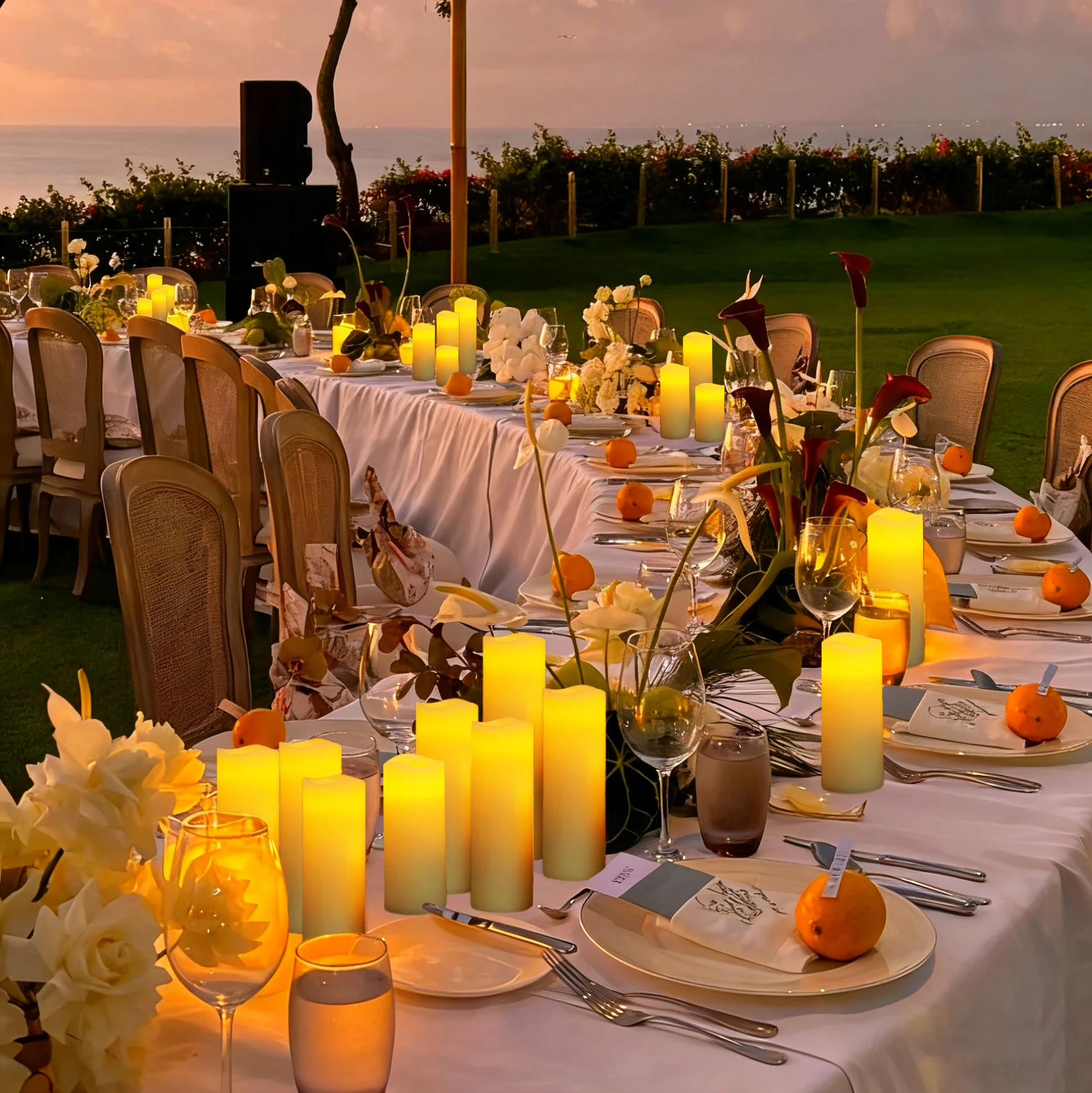 9-180PCS Flameless LED Candles for Wedding Artificial Candles LED Pillar Candle for Concert Decor Battery Powered with Remote