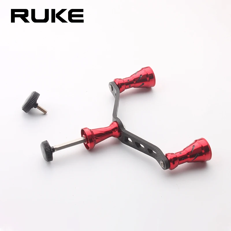 

Ruke 1pc Fishing Handle Carbon Fiber With Alloy Knob 6 Angles Shaft For D Type Reel DIY Fishing Accessory Double Handle