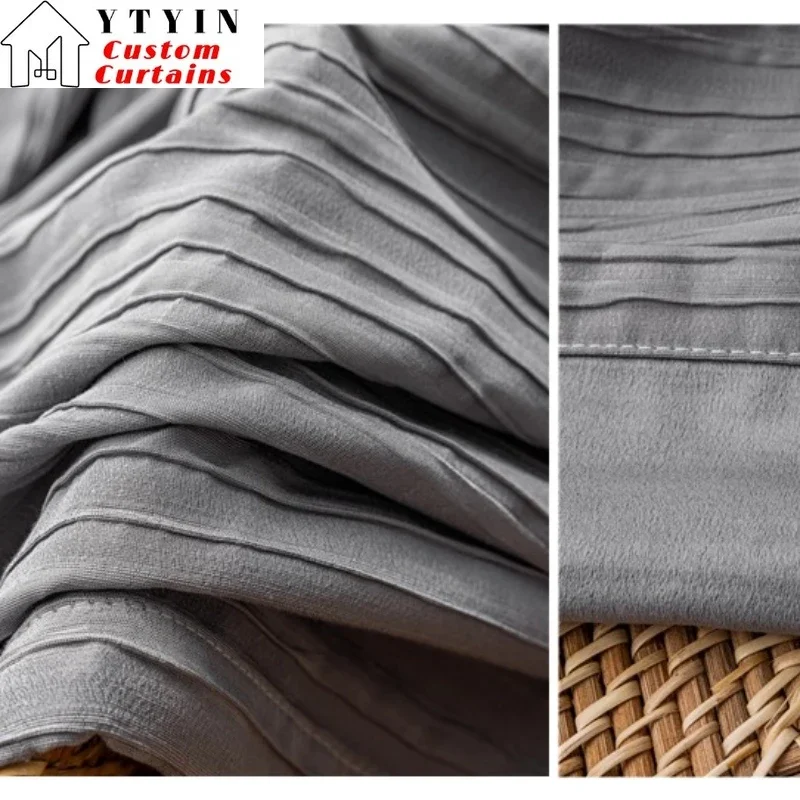 

Custom Size！！European Style Cotton and Linen Simple Blackout Log Wind Elegant Curtains for Living Dining Room Bedroom Decor