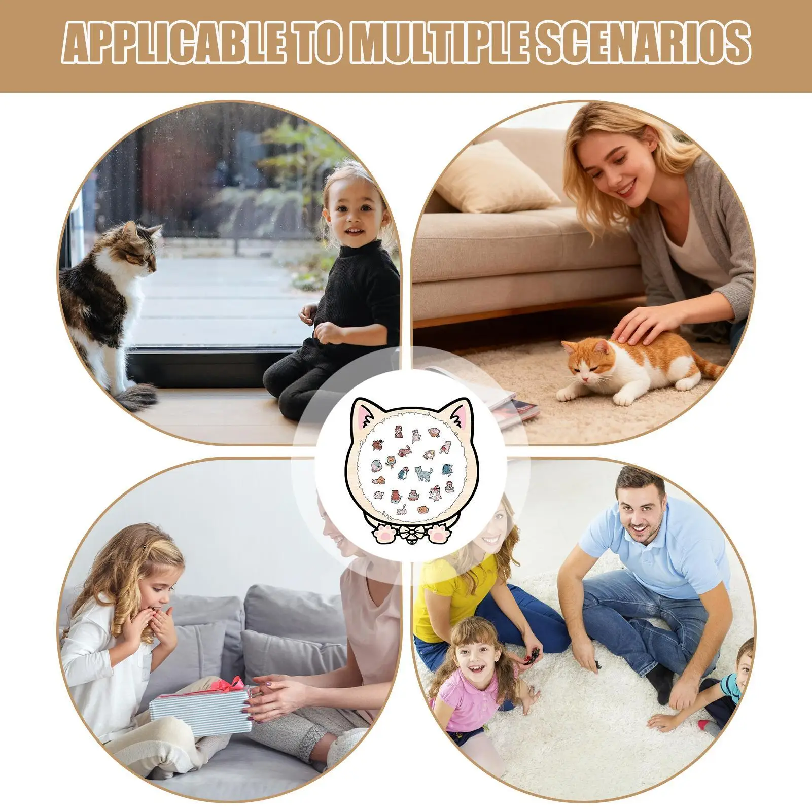 Wooden Animal Puzzle 135 Pieces Cat Framed Brain Game Wooden Children's Puzzles For Boys Girls Youth Elderly Preschool Tabletop