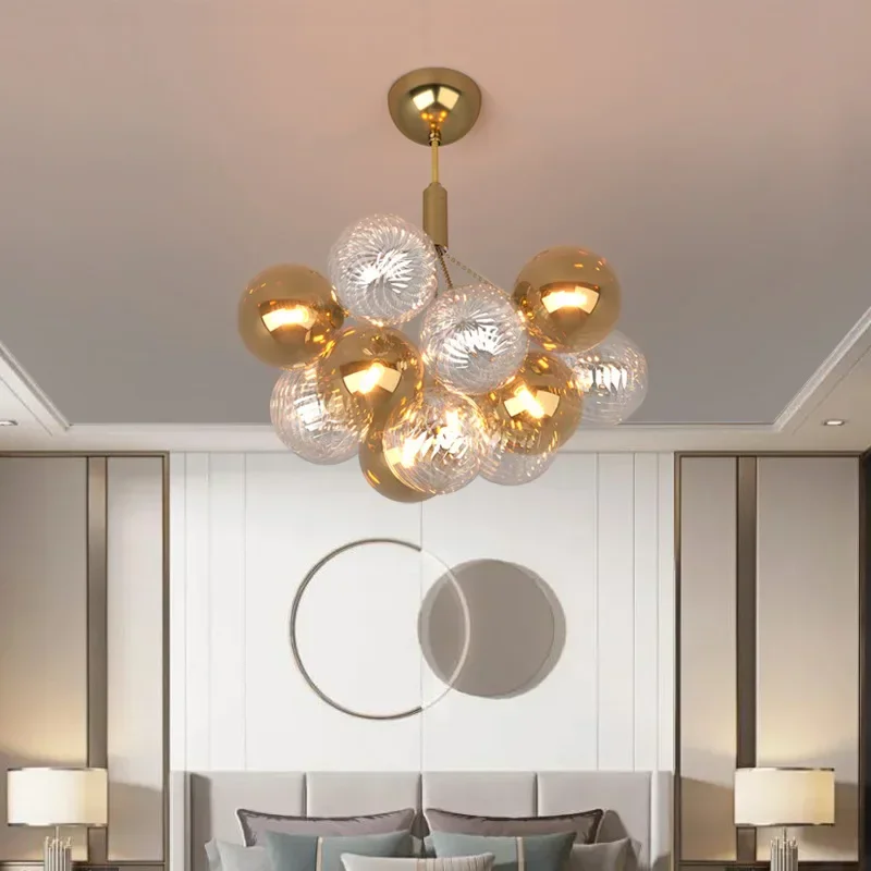 

Multicolor Glass Ball LED Chandeliers Lampara Colgante Techo Pendant Lights for Living Dining Room Bedroom Suspension Luminaire