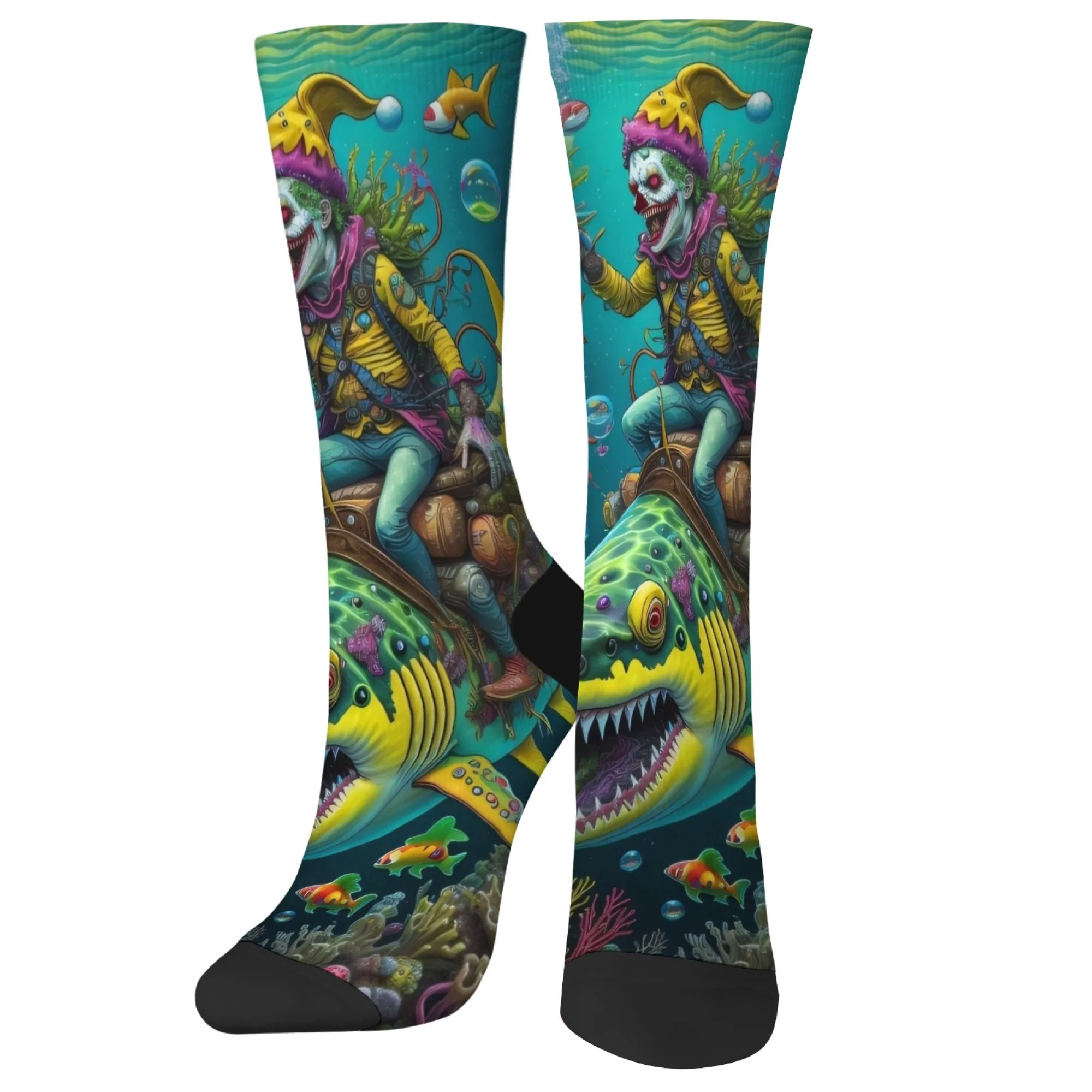 Fantasy Clown Art Socks Non-slip Elastic Breathable Men's Socks Travel Casual Hiking Crazy Rock Street Hip Hop Compression Socks
