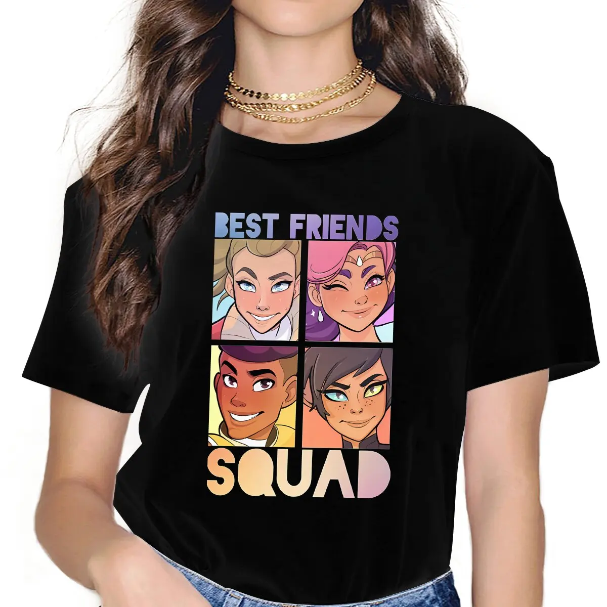 BEST FRIENDS SQUAD TShirt For Girls She-Ra Princess of Power Y2k Tops Fashion Female Polyester T Shirt Basic Graphic