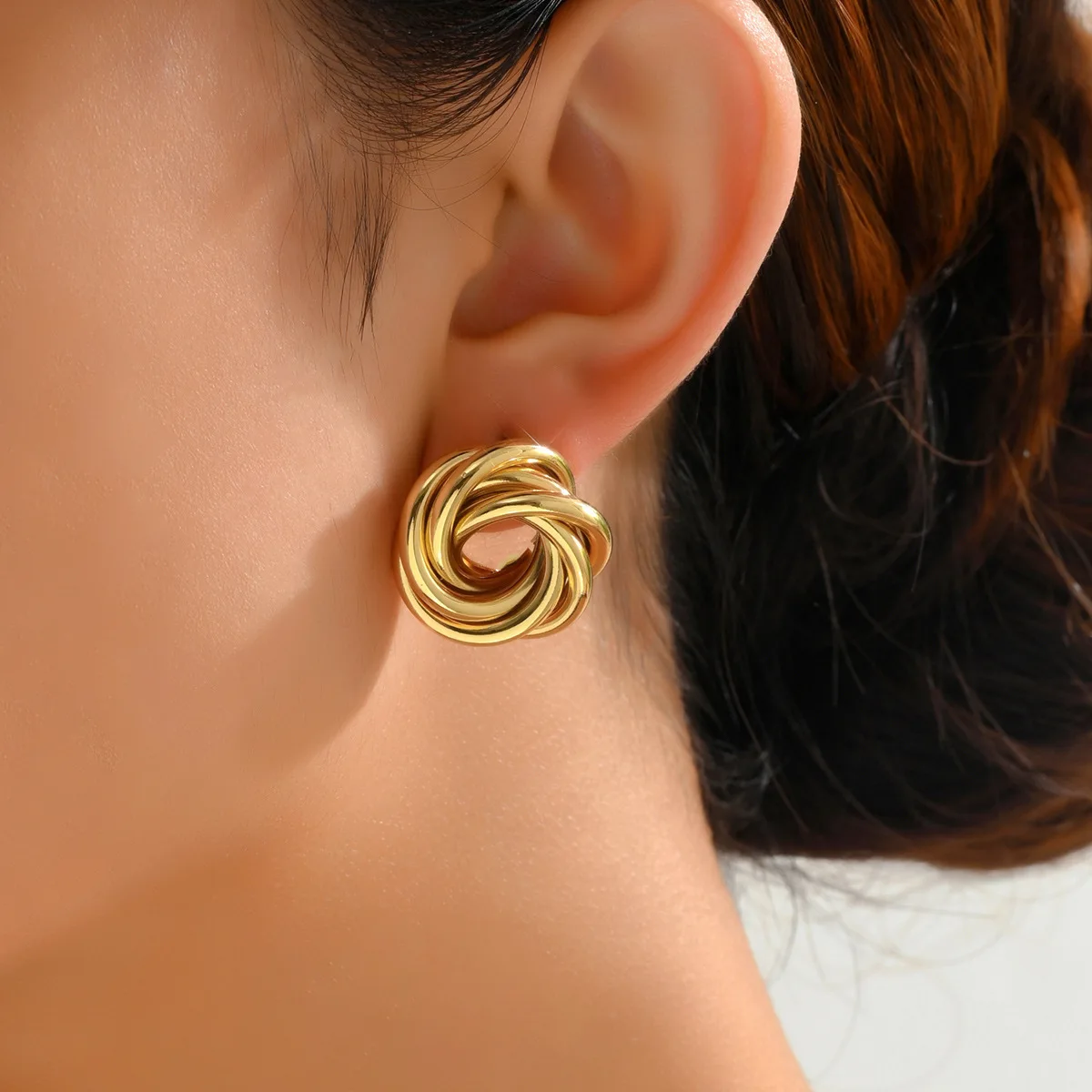 925 Silver Needle Fashion Gold Color Earrings For Women Metal Earings Jewelry 2026 Trending Stainless Steel Geometric Earrings
