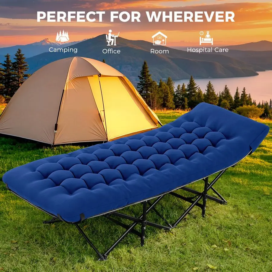 

Раскладная кровать для кемпинга, особо широкая (28 дюймов), сверхпрочная, из ткани Оксфорд 1200D, портативная, для взрослых, с матрасом и сумкой для переноски.
