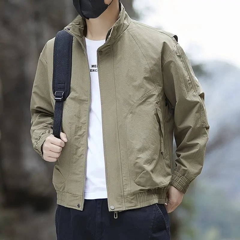 Veste de travail printemps 2026 pour homme, col montant, manteau d'extérieur, veste cargo haut de ga