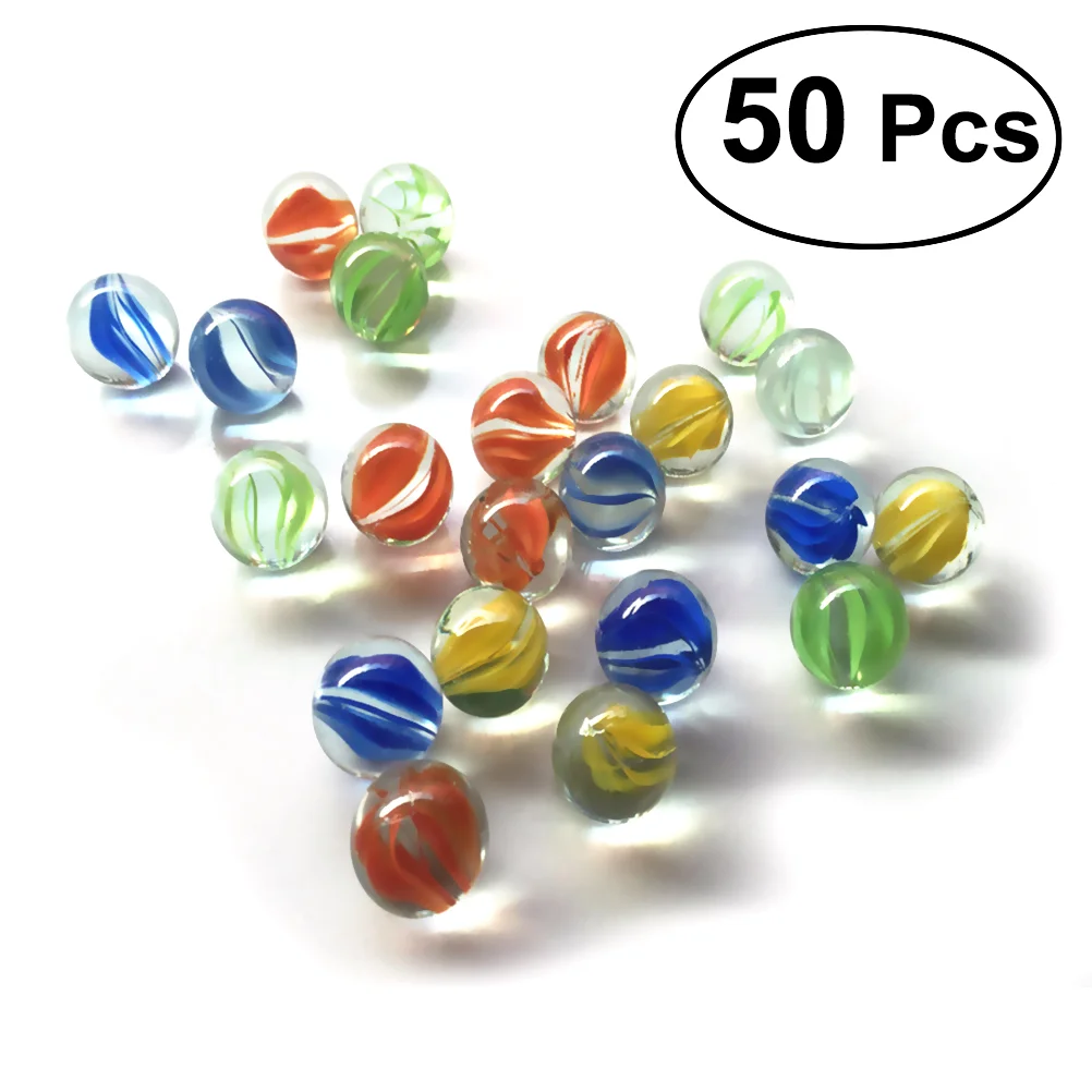 

Set of 50 14MM-16MM Glass Shooter & Marbles Colorful Patterned Glass Beads Balls for Kids glass marbles