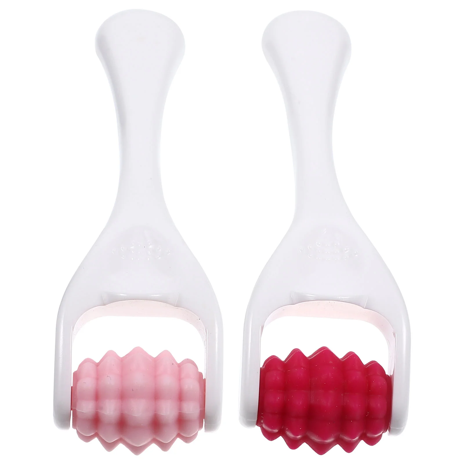2 Pcs Face Roller Eye Silicone Cream Massage Stick Mini Facial Beauty 2pcs (pink + Rose Red) Tools Massager Neck Rolling
