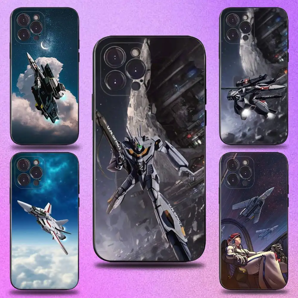 

R-RobotechS Macross Phone Case For iPhone 17,16,15,14,13,12,11 Plus,Pro Max,XS,X,XR,SE,Mini,8,7,Soft Silicone Black Cover