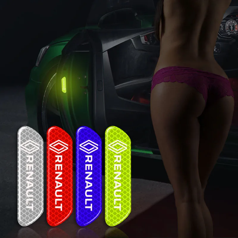 

4pcs Car Door Reflective Strips security Warning Sticker For Renault Clio 4 Laguna Megane 2 3 Duster Logan Mcv Captur Car Goods