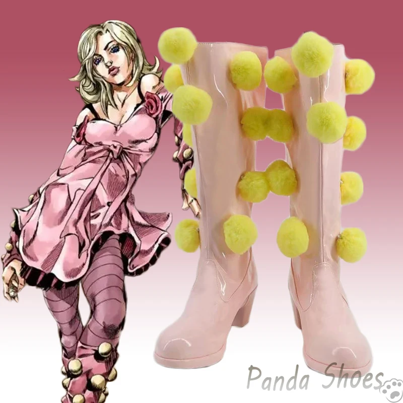 JoJo'sBizarreAdventure Lucy Steel Cosplay Shoes Anime Long Boots Lucy Pendleton Cosplay Costume Prop Shoes for Halloween Party