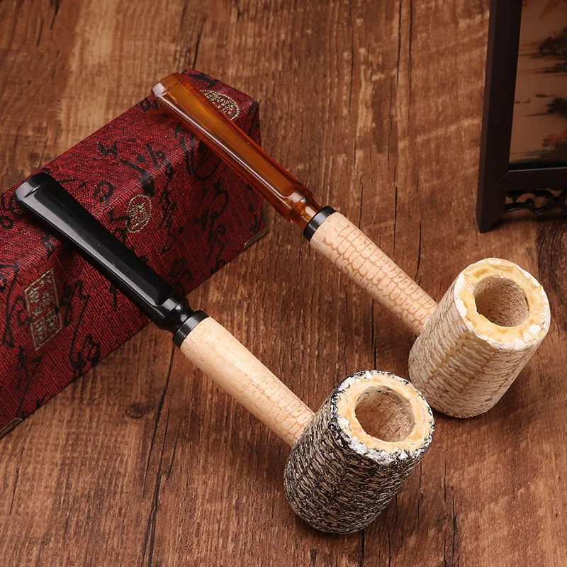 Corn Cob Tobacco Pipe, Cigarette Filter, Smoking Pipe Holder, Good Heat Dissipation, Straight, Best Type for Beginners, Man Gift