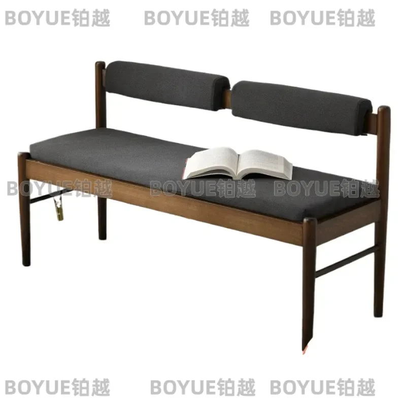 Nordic Solid Wood Shoe Changing Stool Entryway Bench Backrest Seat for Living Room Bedroom Sofa Side Simple Dining Chair