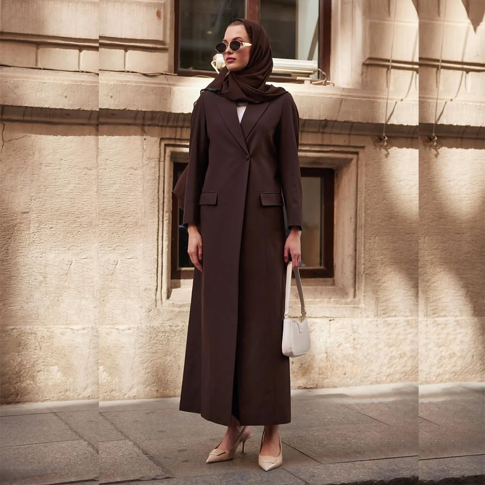 

Luxury Muslim Abayas Women's Long Jacket 1 Piece Elegant One Button Peak Lapel Bespoke High Quality Work Office Lady Clothing