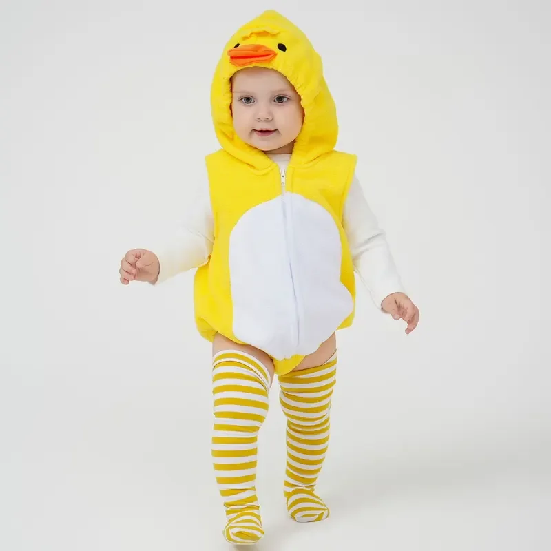 Umorden Easter Yellow Duckling Baby Duck Costume for Baby Infant Boys Girls 0-6M 9M 12-18M Hoodie Sleeveless Bodysuit Stockin！1e