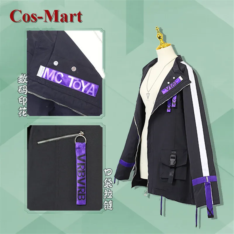 Cos-Mart Anime Vtuber Nijisanji Kenmochi Touya Cosplay Costume Handsome Black Coat Activity Party Role Play Clothing