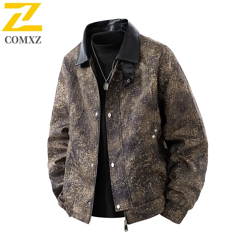 COMXZ الرجال Chaqueta ترتيب الأسرة طوق كامو يندبروف في الهواء الطلق تشغيل الصيد الصيد خفيفة الوزن ملابس خارجية الخريف السترات الكلاسيكية
