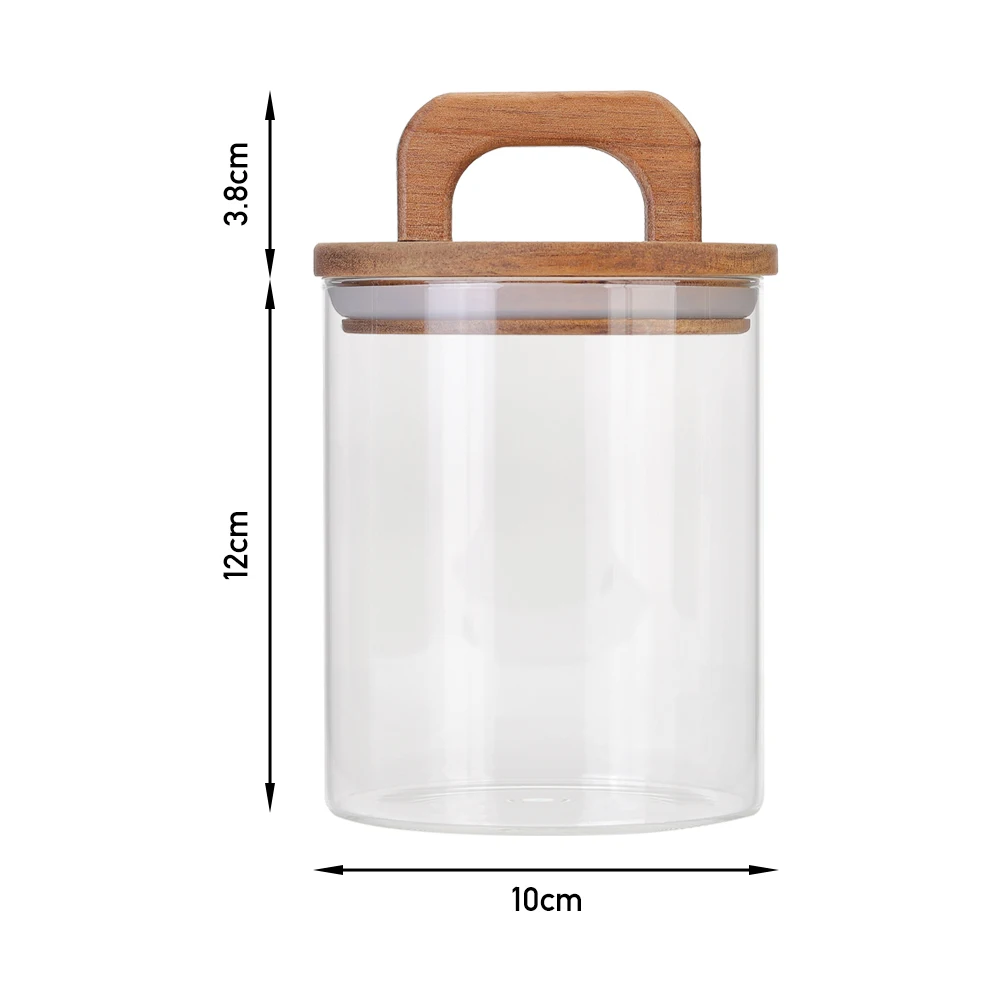 Voltsify 800ML Glass Storage Jar with Wooden Lid Food Storage Jar Tea Storage Containers Canisters