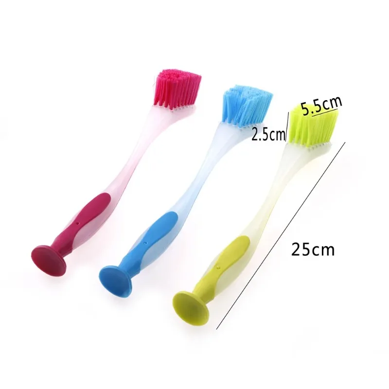 1pc Pot Cleaning Brush Vertical Multifunction Kitchen Suction Cup Type Sink Scrub Long Handle