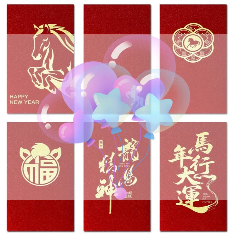 

6 Pcs 2026 New Year Red Envelope Chinese Spring Festival Lucky Red Envelopes Money Pocket Supplies Year Of The Horse Lunar Year