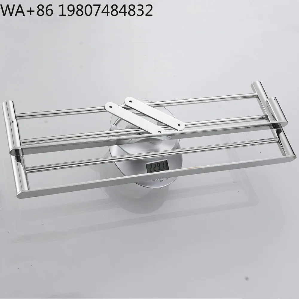 LED Temp Display Towel Drying Shelf Black White Constant Warm Rail Timing Adjustment Bathroom Hotel Wall Mount Storage Rack view 5