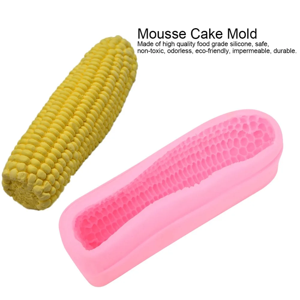 Kitchen DIY 3D Texture Corn Shape Mold Food Grade Easy Release Fondant Mold Pink Color Long Shape Soap Candle Mold Candle Craft