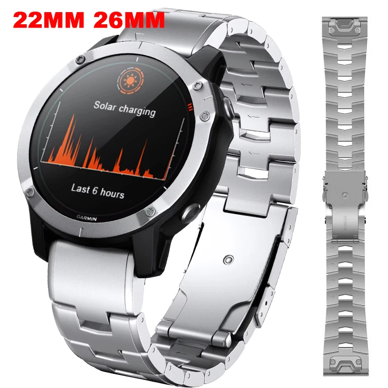22 26mm Quick Fit Titanium Metal Watch Band for Garmin Fenix 9/8/7X/7 Solar/6X/6 Pro/5 Plus/epix Gen2/Instinct 3 Watchband Strap