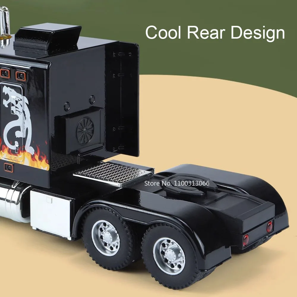 Peterbilt – voitures en alliage moulées sous pression, jouets 1:24, modèles avec musique légère, véhicule à tirer, 3 portes ouvertes, voiture Miniature pour garçons, cadeaux, 389