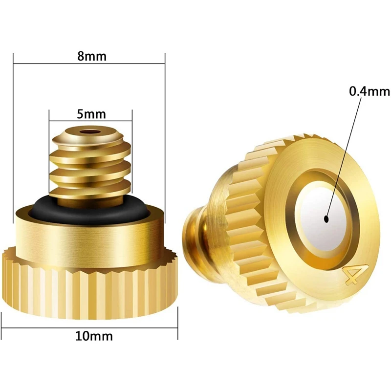 40Pack Brass Misting Nozzle,Low Pressure Atomizing Mist Nozzle,0.016 Inch Orifice(0.4Mm)Thread UNC 10/24 Misting Nozzle