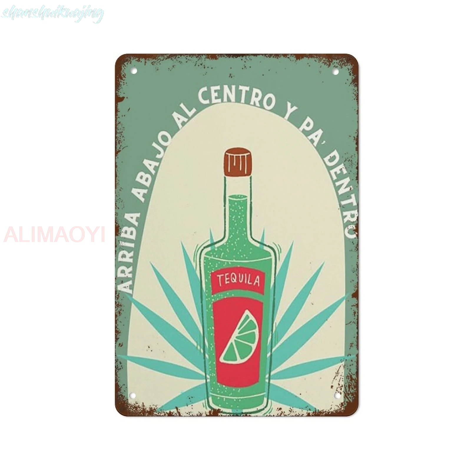Tequila Bar chariot métal étain signe mur Art citation mexicaine vert mignon Art décor à la maison affiche Simple Art Tequila photo rétro moi signe