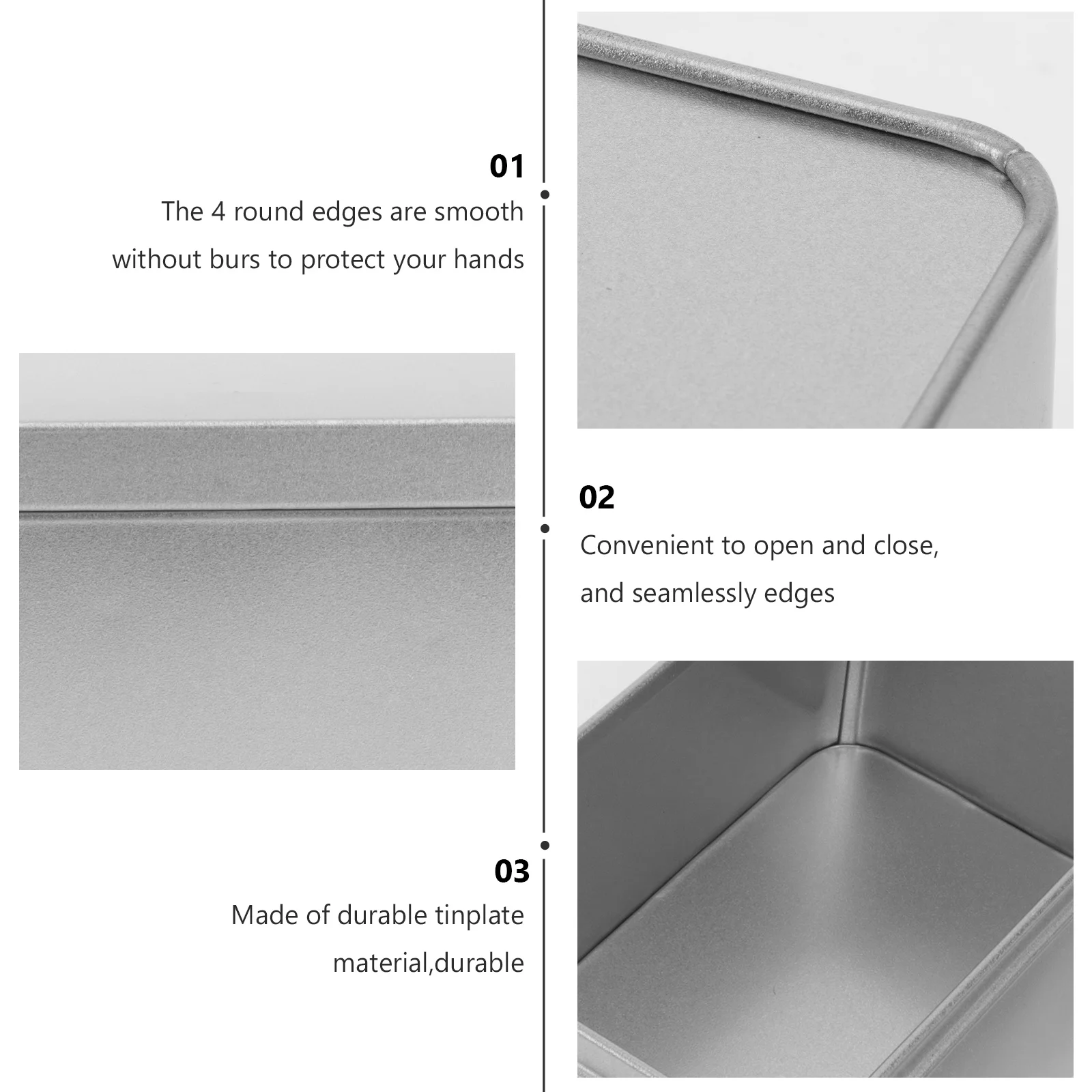 

Mini Rectangular Tinplate Box Tea Leaf Storage Container Portable Home Organizer Candies Storage Metal Container Silver