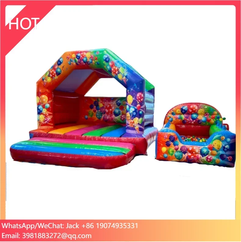 

Funny Inflatable Multi-Coloured PVC Party Bouncy Castle With Ball Pit Slide Blower For Amusement For Parks Shipped By Sea