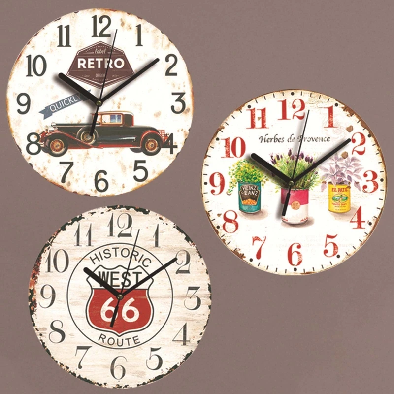 Wall Wooden Clocks for Coffee Houses, Brief Design, Silent Home, Cafe, Office, Wall Decor, Large Art, 23cm, 9in