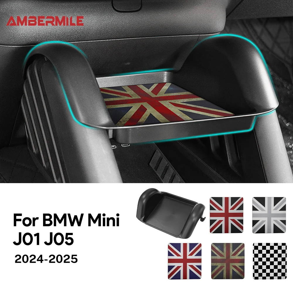 

For Mini Electric Cooper E SE J01 EV J05 2024 2025 Car Central Control Storage Box Decoration Phone Case Interior Accessories