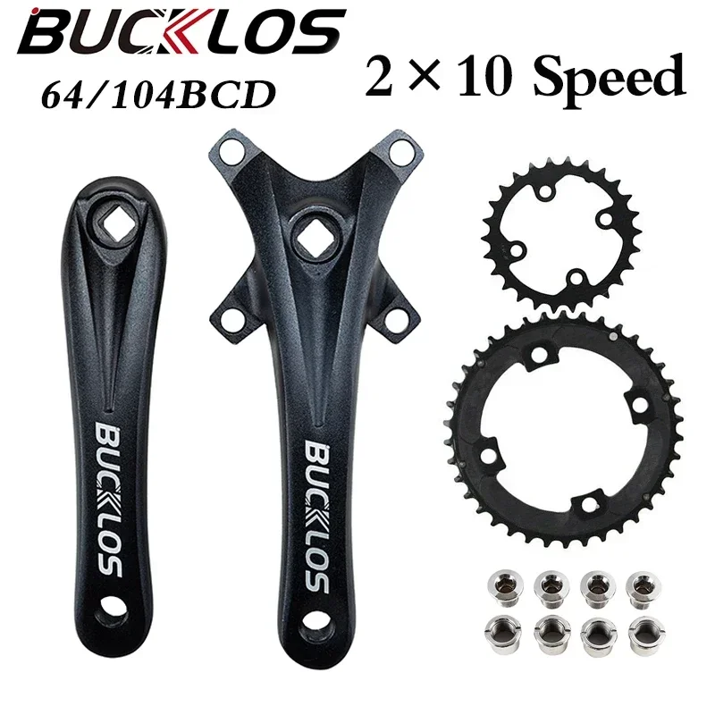 

BUCKLOS 2*10S Mtb Crankset 104/64 BCD Bicycle Crankset Square Hole 170mm Bike Crank 26T 38T Chainring For Shimano