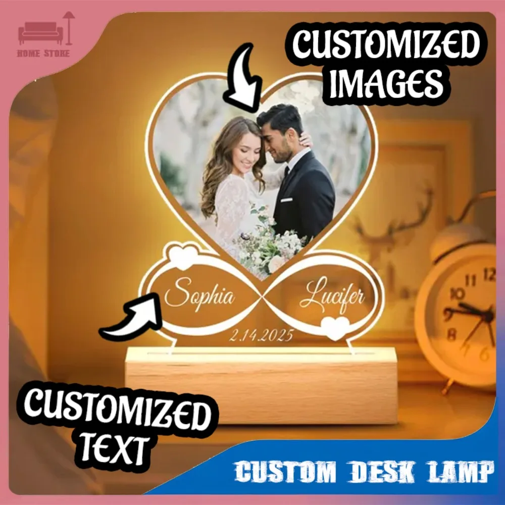

Romantic Custom Acrylic Heart Picture Frame Personalized Spotify Plaque Night Light Photo Lamp Anniversary Gift Bedroom Decor
