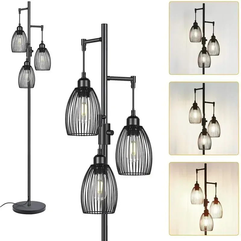 Floor Living Room Retro Industrial Knob Dimming Bedroom Bedside Study Vertical Lamp