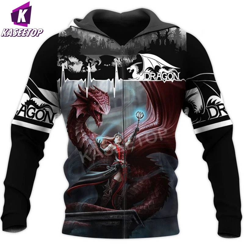 Love Dragon 3D Printed Men Zip Hoodie Autumn Hoodies Jacket Hipster 2022 Unisex Pullover Sweatshirt Casual Sudadera Hombre Coat