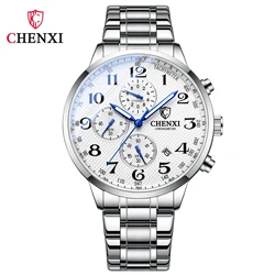 Watches For Men CHENXI Brand High Quality Waterproof Quartz Chronograph Watch Luminous Calendar Stainless Steel Wristwatch