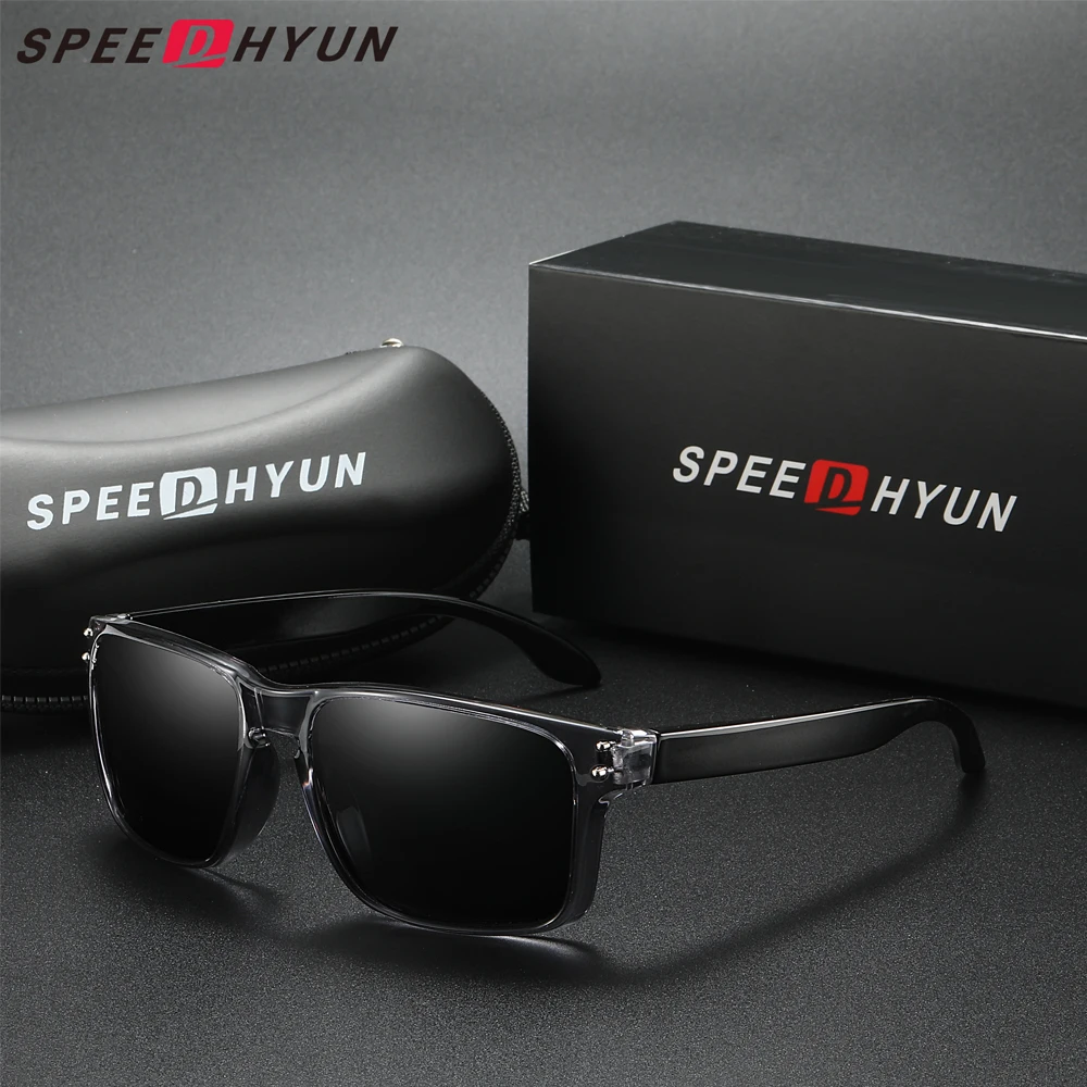

SPEEDHYUN Brand Sunglasses Rectangle Fashion TR90 Polarized Chroma Men Carbon Fiber Pattern Design Outdoor Sports Eyewear