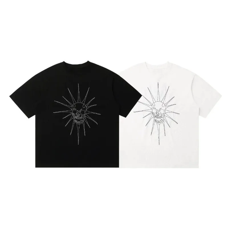 26 SS Club Embroidered Logo Crew Neck Tee Retro American Street Style Versatile Unisex Summer Short Sleeve T Shirt