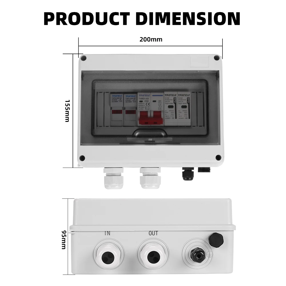 الشمسية الكهروضوئية PV تيار مستمر صندوق الموحد ، عرام البرق الحماية ، 1 المدخلات ، 1 خارج ، 600 فولت الصمامات ، MCB ، SPD ، HT ، مقاوم للماء ، IP65