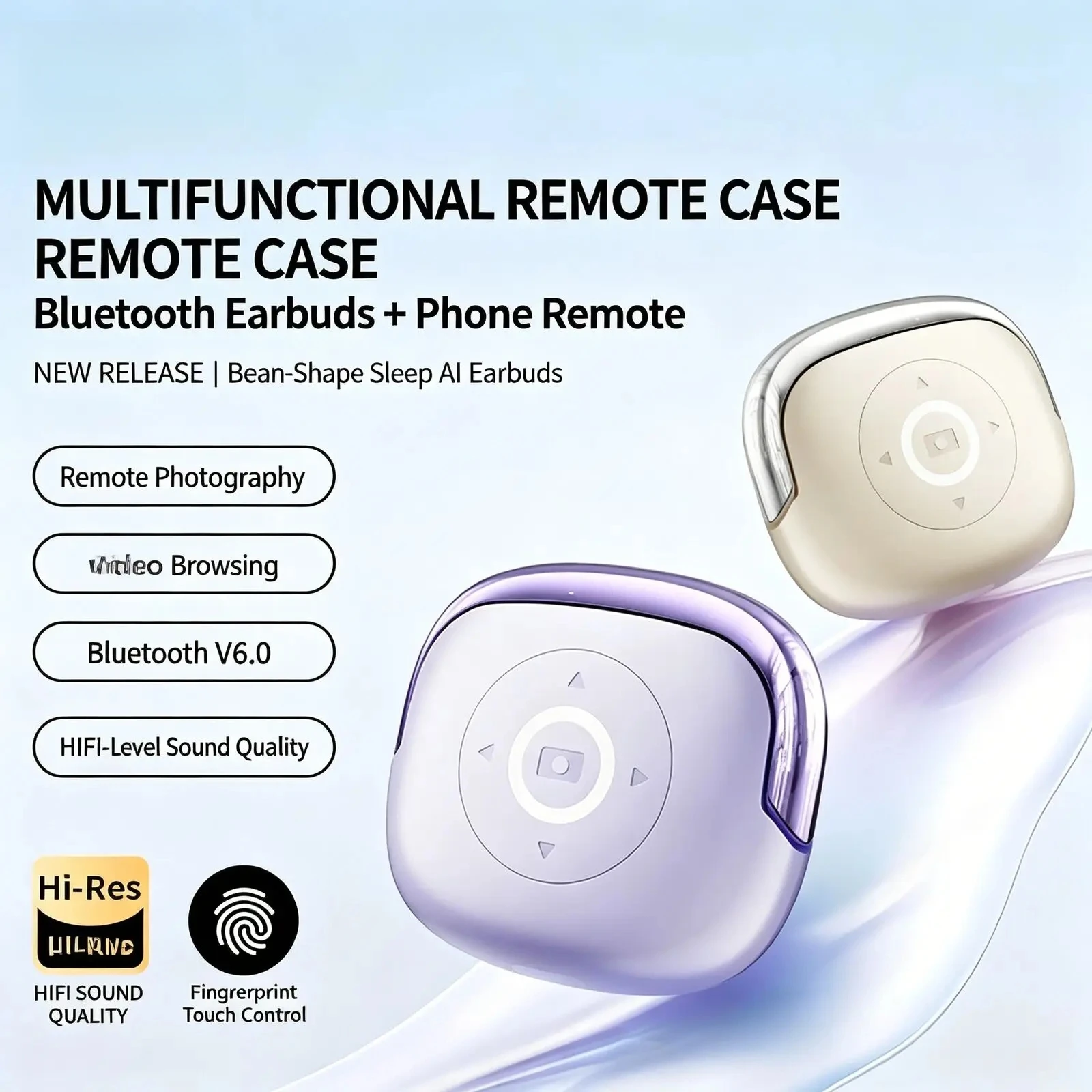 

Wireless Bluetooth 6.0 in Ear Headphones Remote Control Selfie Artifact Charging Case Mini Painless Wearing Sleeping Earphones