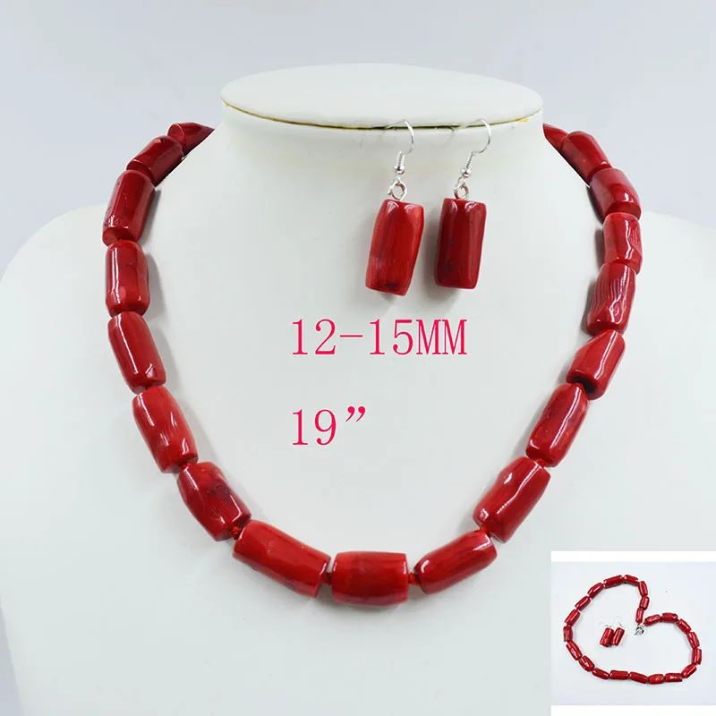 1 share 4x8mm Red Natural Sea Coral Classic African female coral necklace 18