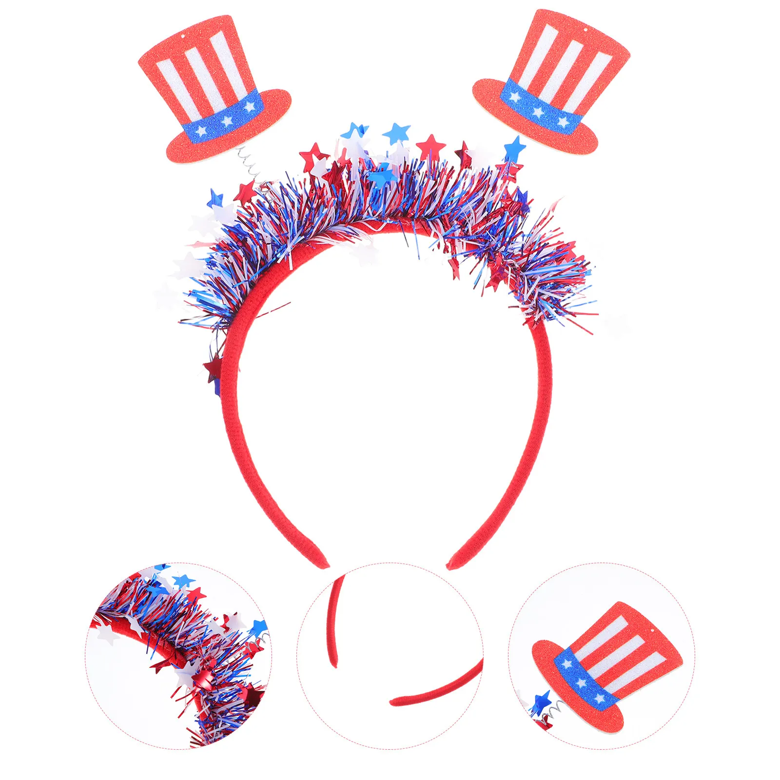 2Pcs Usa Patriotic Headbands Independence Day Hair Accessories for Women American Flag Party Outdoor Parade
