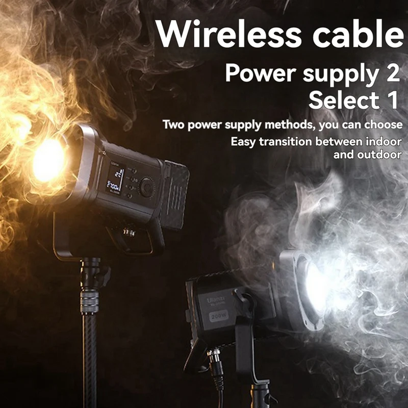 Ulanzi VL-200Bi 200W V-Mount Video Light Wireless Control, CRI 95+ Adjustable 2700K-6500K CCT For Livestreaming