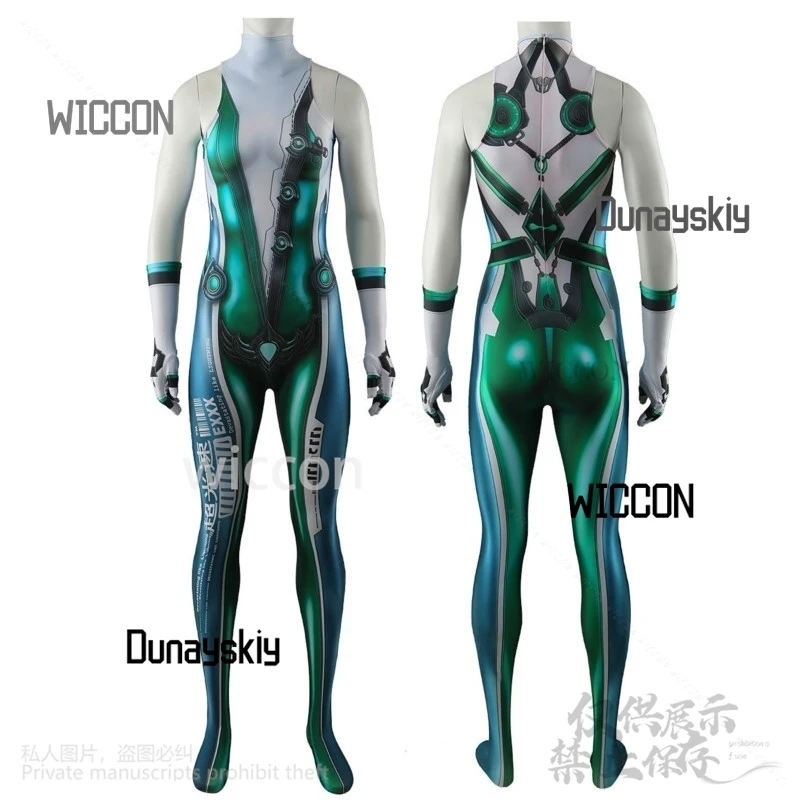 Game Nikke Cosplay Blade Collab Eve Anime Costume 3D Printed Green Sexy Jumpsuit Punk Zentai Bodysuit Y2K Jirai Kei Girls Cos