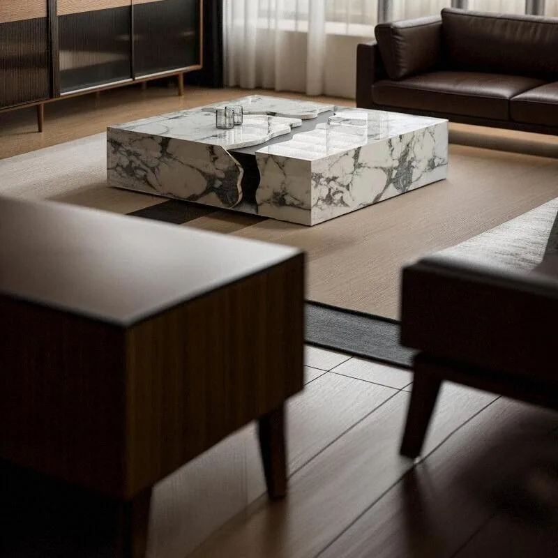 الحد الأدنى المنظم طاولة القهوة الفاخرة الطابق إطار بسيط طاولة القهوة التصميم الجمالي Meuble دي صالون اكسسوارات المنزل #4