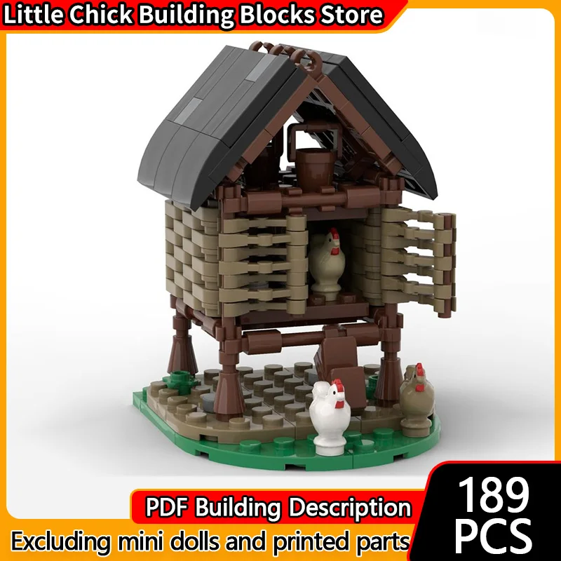 Medieval Castle Model MOC Building Bricks Medieval Rural Chicken Coops Modular Technology Gifts Holiday Assemble Children Toys